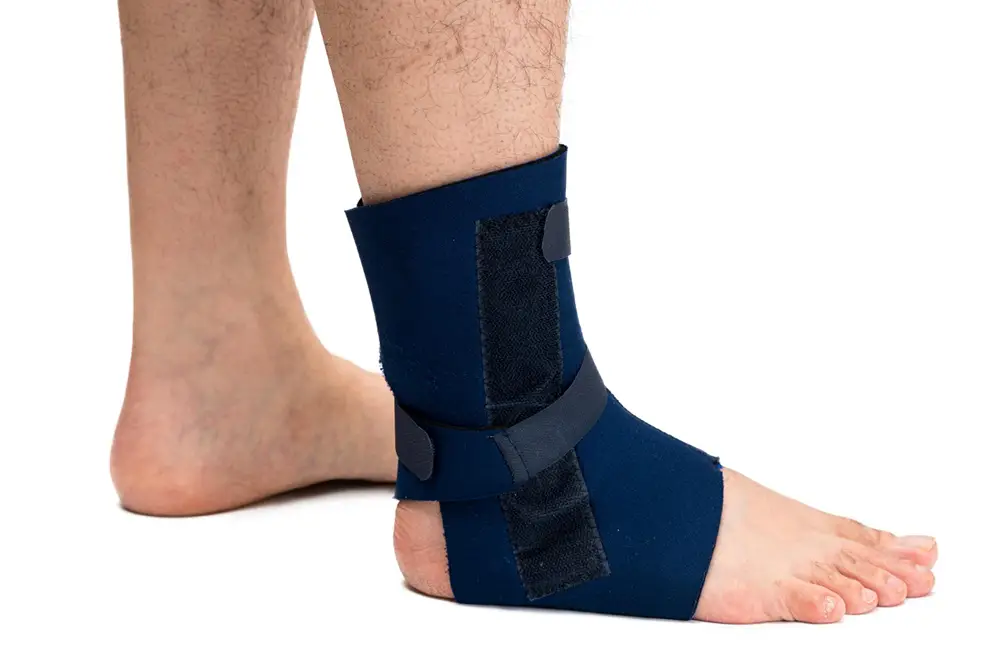 Ankle brace on foot.